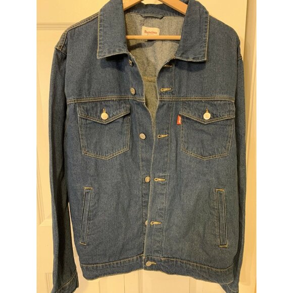 New Budweiser Denim Men’s Sz L‎ Blue Trucker Button Jean Logo Jacket NWT - Picture 6 of 11